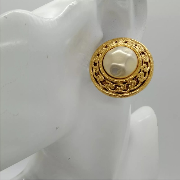 Chanel Gold & Faux Pearl Earrings - Picture 8 of 8